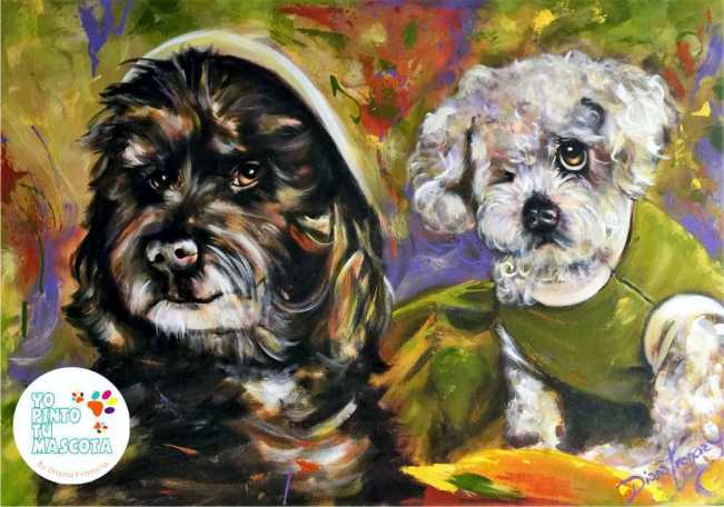 2 dogs custom pet portraits by Diana Francia